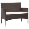 vidaXL 4-delige Loungeset met kussens poly rattan bruin