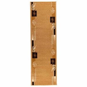 vidaXL Tapijtloper FLORNES Geweven Ochre Bladeren 67 x 150 cm PP 7 mm