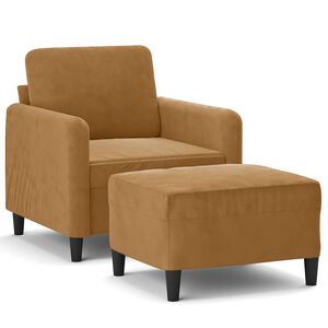 vidaXL Fauteuil met voetenbank 60 cm fluweel bruin