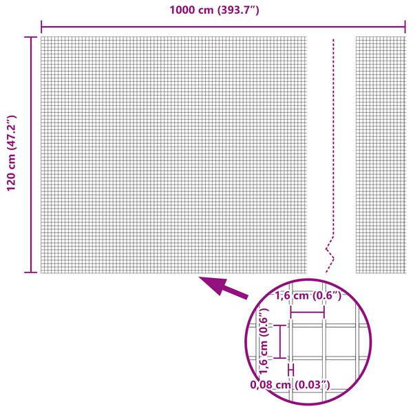 vidaXL Gelaste draadhek Groen 1.2 x 10 m Staal