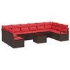vidaXL Tuinbankenset 11 st Bruin en Rood poly rattan