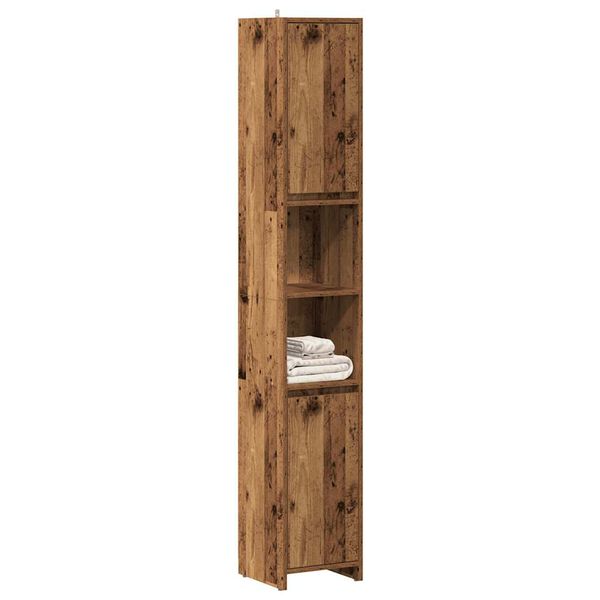 vidaXL Badkamerkast 30x30x183,5 cm bewerkt hout oud houtkleurig