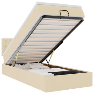 vidaXL Bed met matras 100x200 cm stof cr&egrave;mekleurig