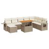 vidaXL 9-delige Loungeset met kussens poly rattan beige