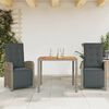 vidaXL 3-delige Bistroset met kussens poly rattan grijs