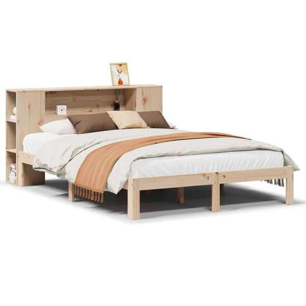vidaXL Bed met boekenkast zonder matras massief grenenhout 150x200 cm