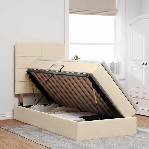 vidaXL Opslag bed met matras met matras Cr&egrave;me 100 x 200 cm Polyester