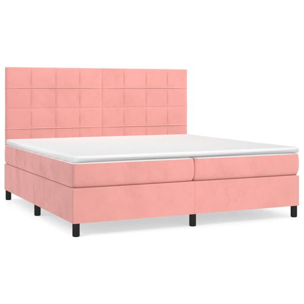 vidaXL Boxspring met matras fluweel roze 200x200 cm