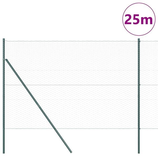 vidaXL Afrasteringspaal Groen 25 x 1,5 m (36 mm gaas) Staal