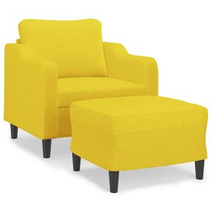 vidaXL Fauteuil met voetenbank 60 cm stof lichtgeel