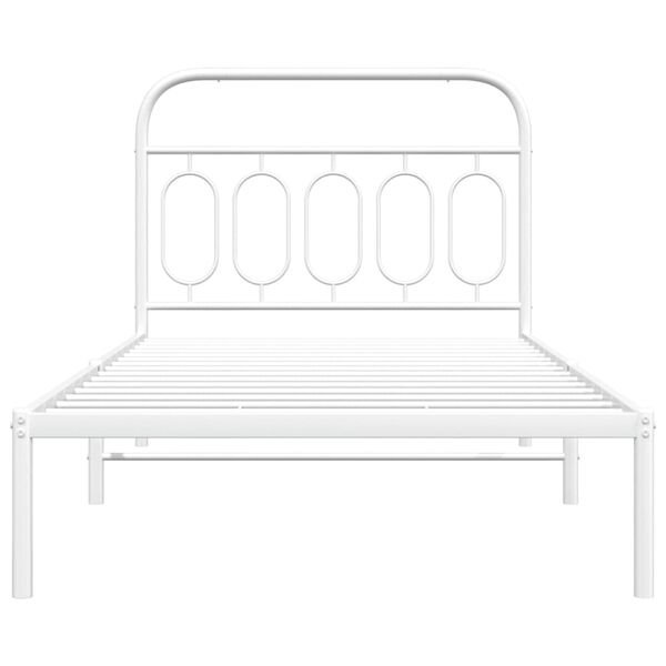 vidaXL Bedframe met hoofdbord metaal wit 100x200 cm
