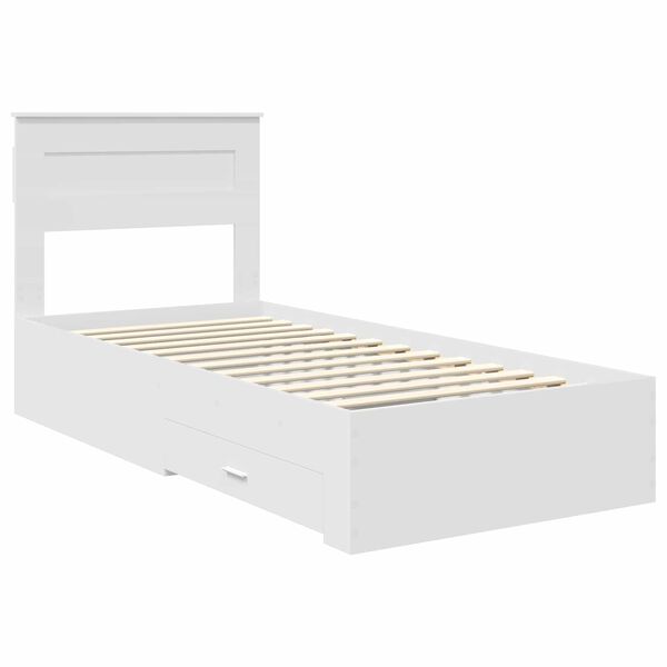 vidaXL Bedframe met hoofdeinde met lade Wit 90 x 190 cm Bewerkt hout