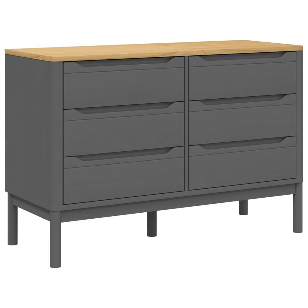 vidaxl vidaXL Ladekast FLORO massief grenenhout grijs