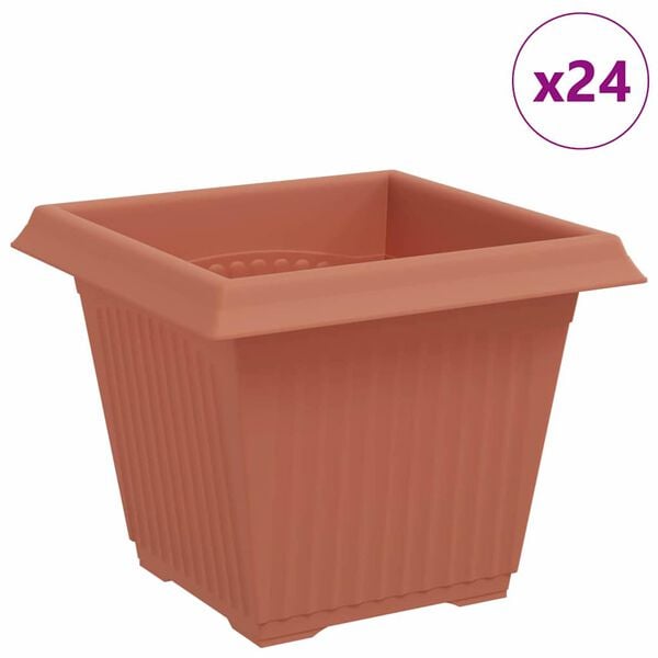 vidaXL Vierkante Bloempot 24 pcs Baksteenrood 20 x 20 x 16 cm
