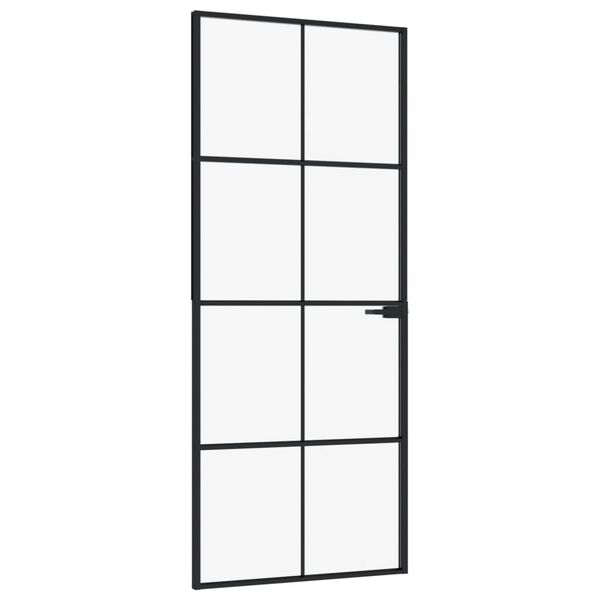 vidaXL Binnendeur 83x201,5 cm gehard glas en aluminium smal zwart