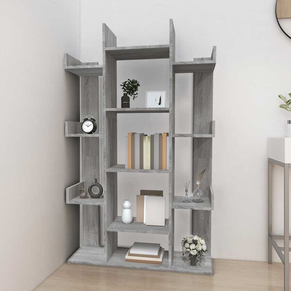 vidaXL Boekenkast 86x25,5x140 cm bewerkt hout grijs sonoma eiken