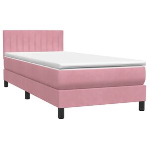 vidaXL Boxspring met matras fluweel roze 90x220 cm