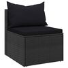 vidaXL 4-delige Loungeset met kussens poly rattan zwart