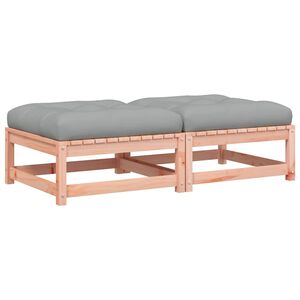 vidaXL Tuinvoetenbank met kussen massief douglashout