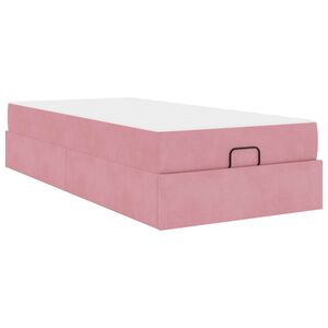 vidaXL Bedframe met matras 2 st Roze Fluweel