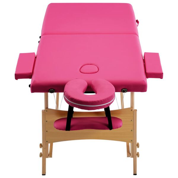 vidaXL Massagetafel inklapbaar 2 zones hout roze