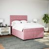 vidaXL Boxspring met matras fluweel roze 160x200 cm