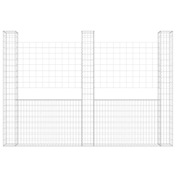 vidaXL Schanskorf U-vormig met 3 palen 260x20x200 cm ijzer