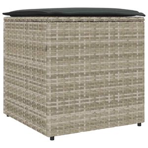 vidaXL Kussenbox met opslag Lichtgrijs 50 x 50 x 50 cm poly rattan