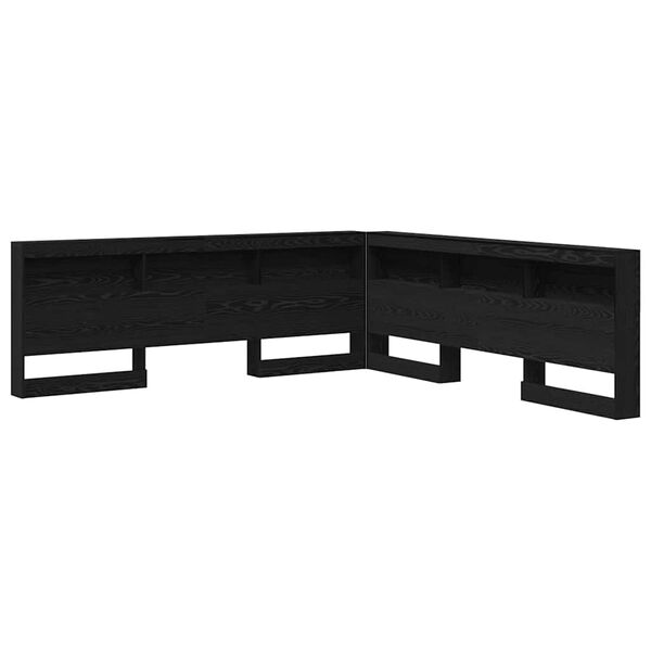 vidaXL Opberghoofdbord met plank Zwart Eiken 200 cm Bewerkt hout