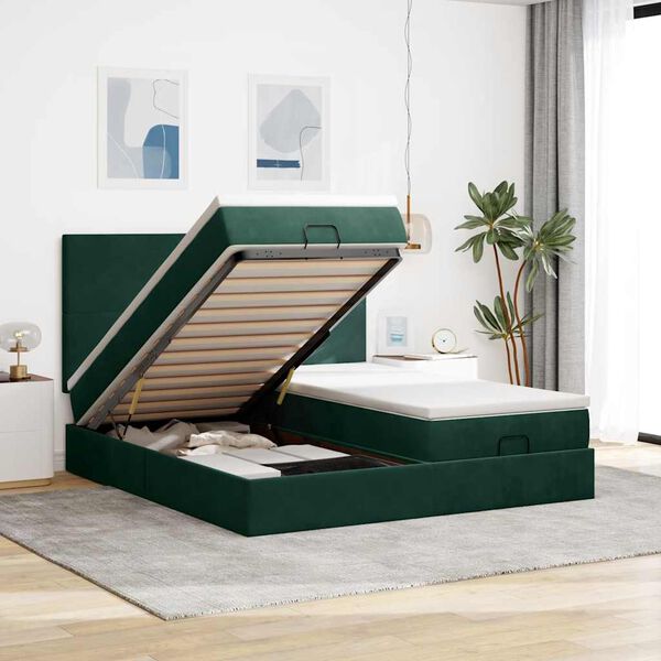 vidaXL Ottoman bed met matrassen en LED's 200x200cm fluweel