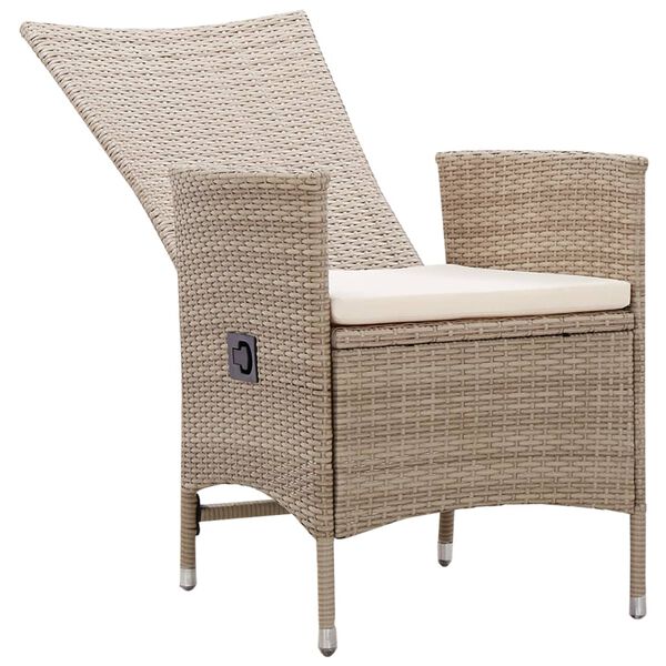vidaXL 5-delige Tuinset met kussens poly rattan beige