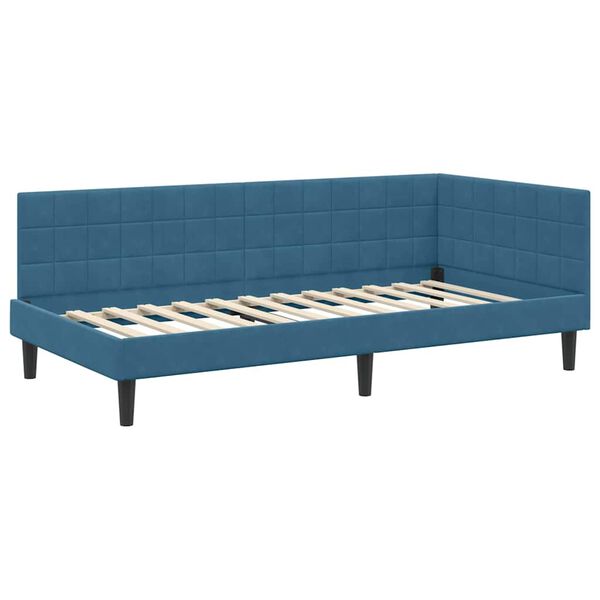 vidaXL Hoekbedframe met hoofdeinde Blauw 100 x 200 cm Fluweel