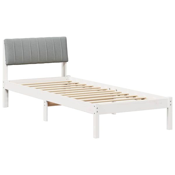 vidaXL Bedframe Wit en lichtgrijs 75 x 190 cm Massief grenenhout