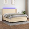 vidaXL Boxspring met matras en LED stof cr&egrave;mekleurig 160x200 cm