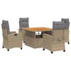 vidaXL 5-delige Tuinset met kussens poly rattan beige