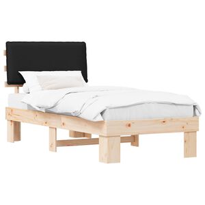 vidaXL Bedframe met Gevoerd Hoofdgedeelte Zwart 90 x 200 cm