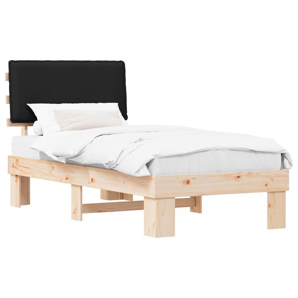 vidaXL Bedframe met Gevoerd Hoofdgedeelte Zwart 90 x 200 cm