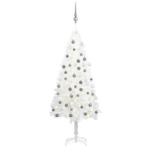 vidaXL Kunstkerstboom met verlichting en kerstballen 120 cm wit
