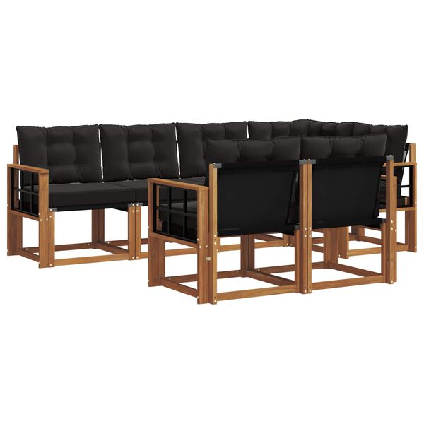 vidaXL Buiten bankenset met kussen 7 pcs Natuurlijk en Zwart