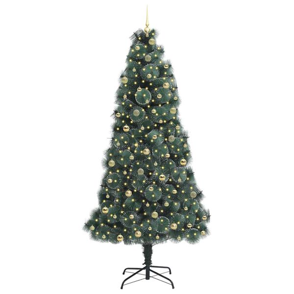 vidaXL Kunstkerstboom met verlichting en ballenset Groen 240 cm PET