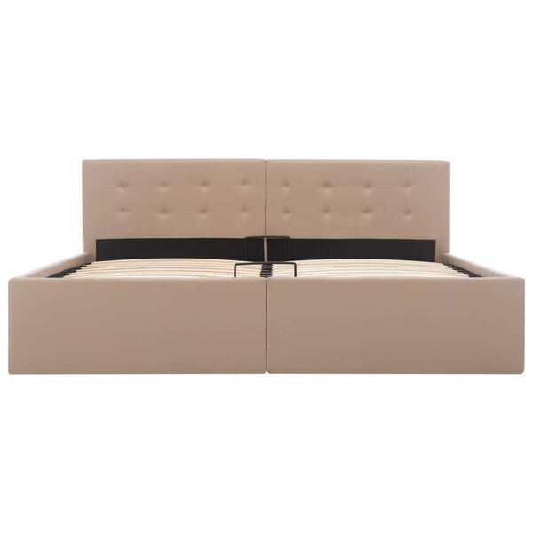 vidaXL Bedframe met opslag hydraulisch kunstleer cappuccino 160x200 cm