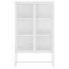 vidaXL Hoge kast 80x35x135 cm staal en gehard glas wit