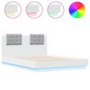 vidaXL Bedframe met hoofdeinde en LED-verlichting wit 140x190 cm