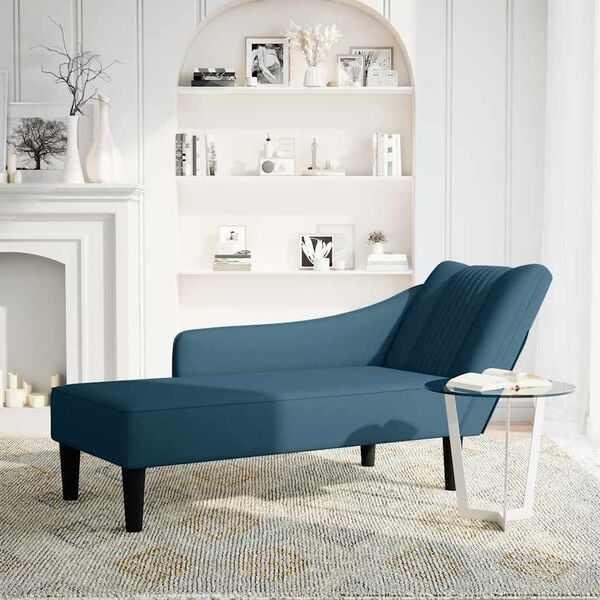vidaXL Chaise longue met rechterarmleuning fluweel blauw