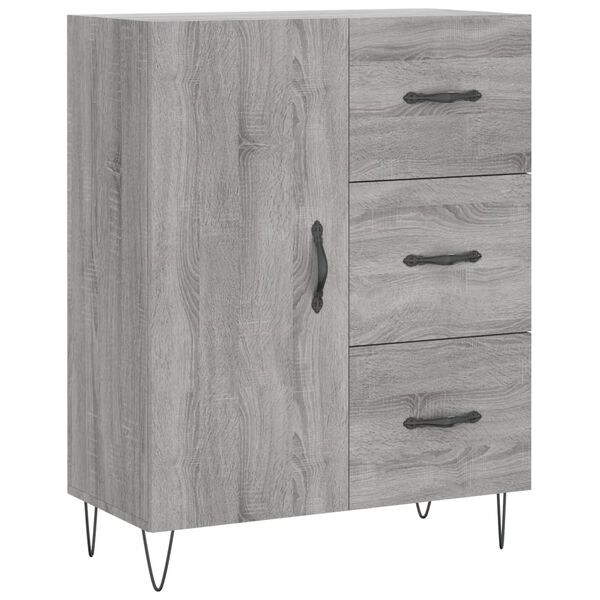 vidaXL Dressoir 69,5x34x90 cm bewerkt hout grijs sonoma eikenkleurig
