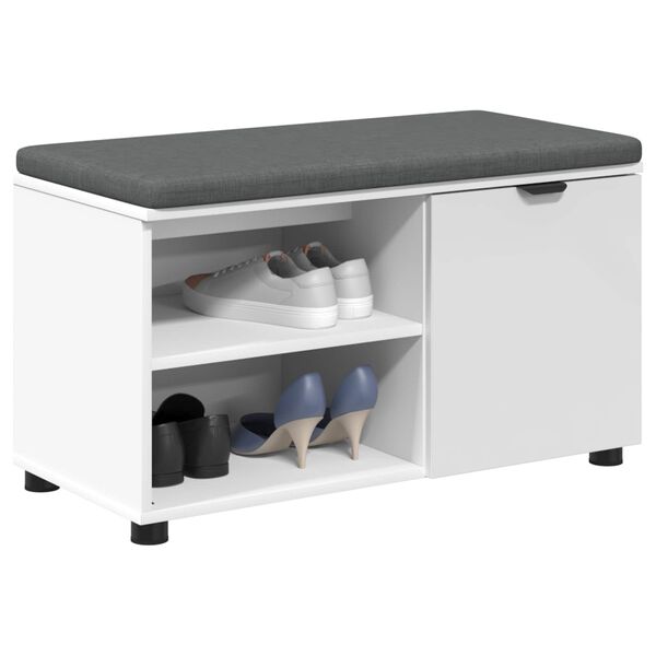 vidaXL Halbank met kussen Effen Wit 80 x 38 x 46 cm