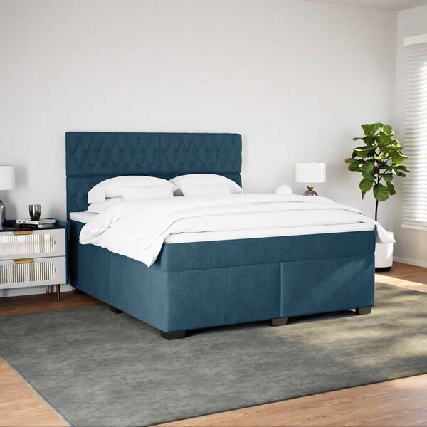 vidaXL Boxspring met matras fluweel blauw 180x200 cm