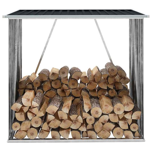 vidaXL Haardhoutschuur 163x83x154 cm gegalvaniseerd staal antraciet