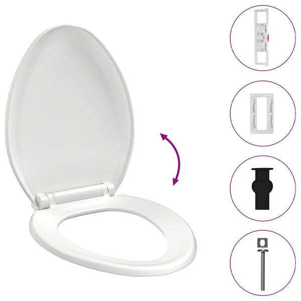vidaXL Toiletbril soft-close met quick-release ontwerp wit