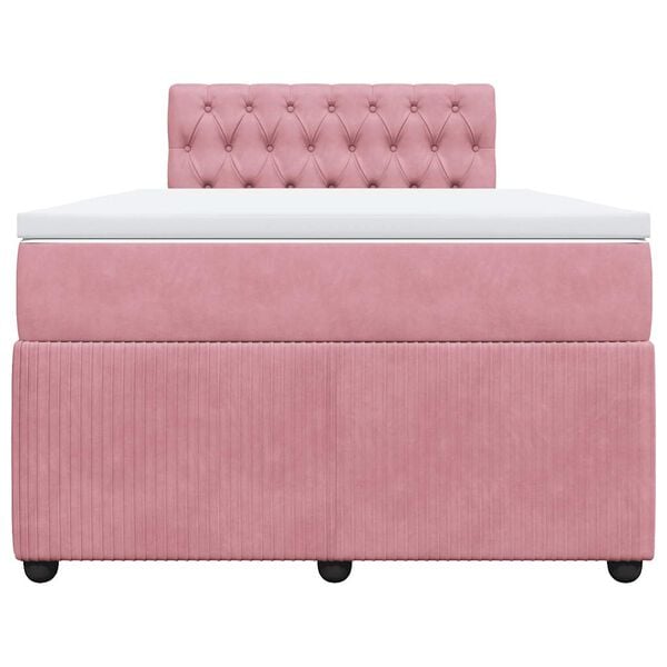 vidaXL Boxspring met matras fluweel roze 120x190 cm